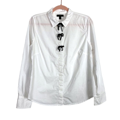 J. Crew White with Black Velvet Bows Button Up NWT- Size 14 (sold out online)