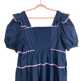 English Factory Navy with Pink Ric Rac Trim Dress NWT- Size 2X