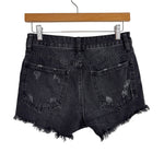 Just Black Denim Black Distressed Raw Hem Jean Shorts- Size XS