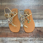 Nana Positano Tuscan Leather Hand Soldered Jeweled Sandals- Size 37 (see notes)
