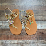 Nana Positano Tuscan Leather Hand Soldered Jeweled Sandals- Size 37 (see notes)
