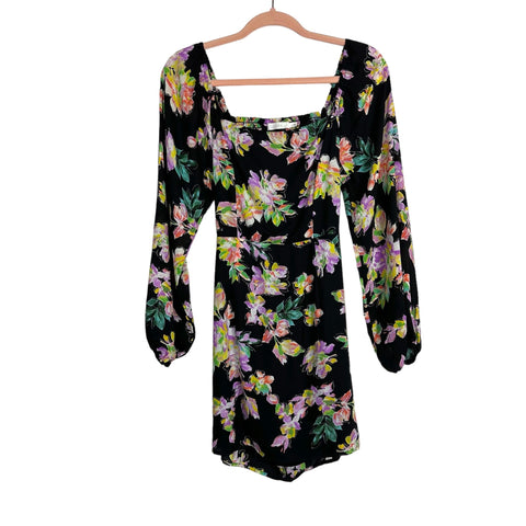 Lush Black Floral Back Cutout Dress- Size S