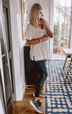 Zella Cream V Neck Tee - Size M