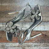 Steve Madden Silver Flower Rhinestone Heels- Size 7 (sold out online)
