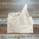 YPB White One Shoulder Sports Bra- Size S