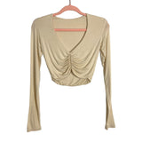 No Brand Cream Cinched Front Cropped Top- Size ~XS (see notes)