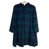 Tuckernuck Blackwatch Plaid Wool Blend Ruffle High Neck with Back Neck Tie Daphne Dress- Size XXL