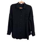 Pink Lily Black Gauze Button Up Top- Size M