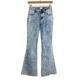Pink Lily Acid Wash High Waisted Raw Hem Flare Jeans- Size 26 (Inseam 32”)