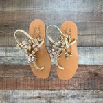 Nana Positano Tuscan Leather Hand Soldered Jeweled Sandals- Size 37 (see notes)
