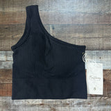 Buffbunny Black Ribbed One Shoulder Padded Sports Bra NWT- Size S