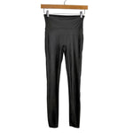 Spanx Pewter Faux Leather Leggings- Size S (Inseam 28”)