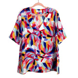 CROSBY by Mollie Burch Colorful V-Neck Side Slit Top- Size L