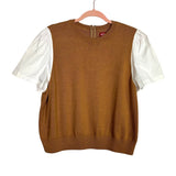 STAUD Camel Knit Combo Puff Sleeve Top - Size XL