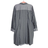 Foxcroft Black/White Striped Side Tie Button Up Shirt Dress- Size 18W