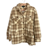 Love Tree Tan/Cream Plaid Faux Fur Jacket - Size M
