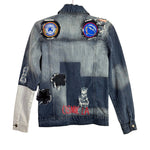 Cosmic LA Distressed Cosmic Star with Patches and Patchwork Sleeve Jean Jacket- Size XS (see notes)