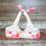 Pink Lily Red/Pink/Orange Patterned Padded Halter Bikini Top- Size S (we have matching bikini bottoms)