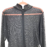 No Brand Black Sheer with Rhinestones Mock Neck Bodysuit- Size XL
