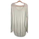 We the Free by Free People White Slightly Sheer Wide Neck Hi-Lo Top- Size L (see notes)