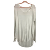 We the Free by Free People White Slightly Sheer Wide Neck Hi-Lo Top- Size L (see notes)