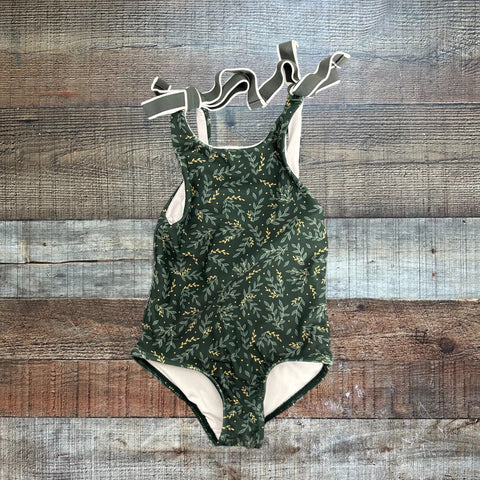 Ollie's Day Forest Green Leaf Print Swimsuit - Size 2-3Y (See Notes)