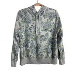 Old Navy Gray with Blue/Green Floral Print Hooded Sweatshirt- Size M