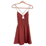 Vici Brick Front Cutout Strappy Back Dress- Size S