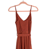 ANRABESS Rust Faux Button Belted Wide Leg Jumpsuit NWT- Size S