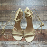 Stuart Weitzman Gold Lace Up Heel Sandals- Size 7