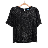 Draper James Black Sequin Flutter Sleeve Top- Size S (Sold Out Online)