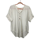 We the Free by Free People White Exposed Seams Hi-Lo Hem Top- Size S
