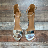 Lauren Lorraine Metallic Silver Ankle Strap Stilettos- Size 8 (see notes)