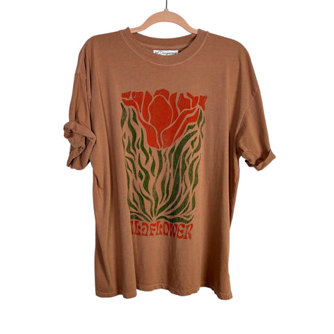 Girl Dangerous Wildflower Rolled Cuff Distressed Tee- Size M