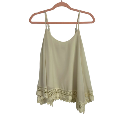 Forever 21 Contemporary Cream with Crochet Hem Asymmetric Cami- Size M (see notes)