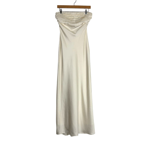 Abercrombie & Fitch Cream Satin Strapless Dress NWT- Size S (straps included)