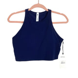 Stori Ink Blue Unscripted High Neck Padded Cropped Shelf Tank NWT- Size 10