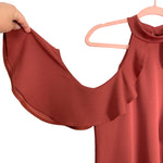 Pink Blush Maternity Rust Ruffle Cold Shoulder Dress- Size M