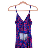 No Brand (Cupshe) Blue Pink Floral Front and Back Cutout Dress- Size ~S (fits like a small)