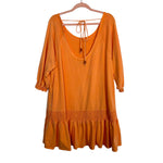 Free People Beach Orange Tie Back Smocked Dress- Size S