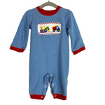 Zuccini Kids Smocked Excavator Long Romper- Size 3M