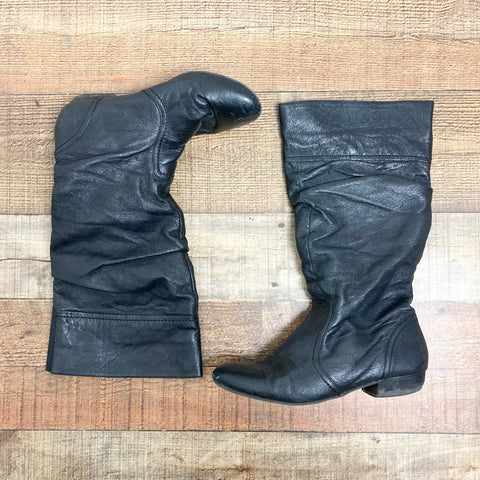 Steve Madden Black Leather Slouch Boots- Size 9 (see notes)