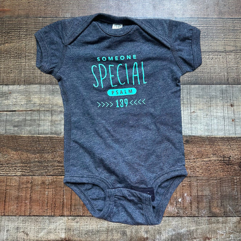 Rabbit Skins Charcoal Someone Special Psalm 139 Onesie- Size 6M