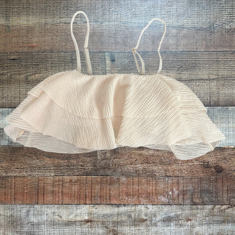 No Brand Cream Tiered Bikini Top - Size S (We Have Matching Bottom!)