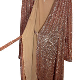 In Loom Dusty Pink Sequin Wrap Dress - Size XL (Sold Out Online!)