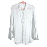 Pink Lily White Gauze Tunic Button Up- Size M (see notes)