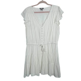 Paige Off White Scalloped Neckline Drawstring Waist Dress- Size XL
