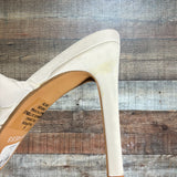 Express White Double Braided Leather Strap Stilettos- Size 9 (see notes)