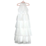 AURA White Ruffle Tulle Shock and Awe Tiered Maxi Dress- Size S