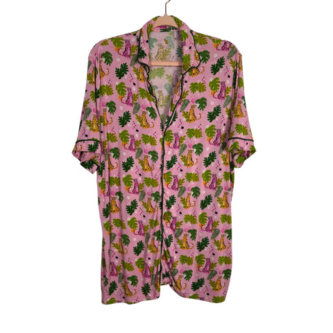 Kiki + Lulu Pink Palm/Leopard Pajama Set - Size M